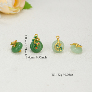 Pendentif en alliage de style chinois, imitation jade, boucle de sécurité, motif nuage porte-bonheur, sculpture en relief ronde pour le Nouvel An chinois - Product Image 2