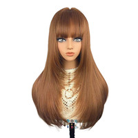 Perruque synthétique longue et droite à 10 couleurs, 26 pouces, avec coupe en V, sangles ajustables, pour femmes, vente en gros, approvisionnement en vrac pour salons