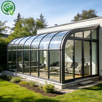Solárium de Cristal para Patio, Invernadero, Estructura de Aluminio, Techo Curvo