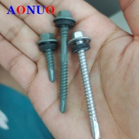 Vente directe usine C1022 Vis autoperceuses en acier au carbone avec revêtement Ruspert, tête hexagonale à bride, pour toiture, avec rondelle EPDM collée