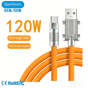 Câble <span class=keywords><strong>de</strong></span> données USB Type-C 6A 120W en alliage <span class=keywords><strong>de</strong></span> zinc et silicone, cuivre pur, charge rapide pour téléphone portable V95 - Product Image 1
