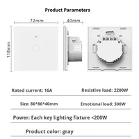 Interrupteur tactile intelligent Tuya WiFi, norme européenne, panneau en verre trempé, écran <2 pouces, application mobile, commande vocale à distance, maison intelligente, intérieur