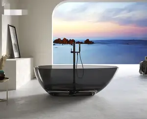 Luxury Clear Freestanding Bath Transparent Resin Bathtub Solid Surface Stone Free Standing Bathtubs