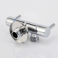Valve d'angle 1-In-2-Out Double Poignée Finition chromée Construction en laiton raffiné pour l'utilisation de l'eau Peut connecter la machine à laver et les toilettes