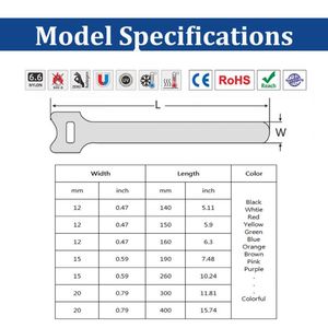 Attaches-câbles autocollants sur mesure résistants à la chaleur en nylon robuste 0,47*4,72 pouces avec fermeture auto-agrippante écologiques - Product Image 3