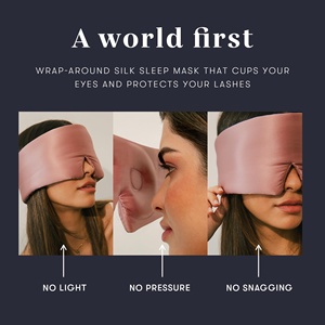 Masque de sommeil en soie rose uni avec logo personnalisé, sans bretelles, 3D, large bande, pour dormir, masque pour les yeux, bandeau pour les yeux - Product Image 2