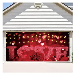 New Product Sublimation Custom Design Valentine's Day Holiday Campaign Custom Car Garage Door Banner Cover For Decoration