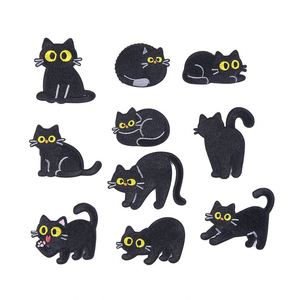 New Eco-friendly Iron-On /<b>sticker</b> <b>Computer</b> Embroidered Black Cat Patch for Clothes Bag Decoration - Product Image 1