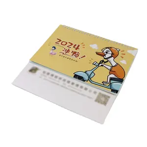 High Quality Custom Printing Full Color 2024 Spiral Chinese Wall Desk Table Calendar OEM Style Binding Paper