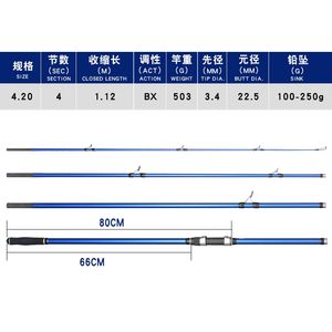 <span class=keywords><strong>LUREKILLER</strong></span> Nouvelle <span class=keywords><strong>Canne</strong></span> à Pêche Surf en Carbone 420cm 100-250g 4 Sections Action BX Guides FUJI - Product Image 2