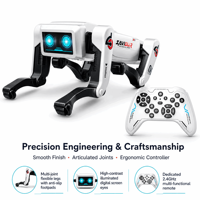 Chien robot électrique télécommandé au design futuriste avec affichage lumineux, contrôlable par application Wi-Fi, actions programmables pour anniversaire de garçons