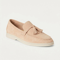Mocassins pour femmes en cuir de vache véritable de marque premium, avec pompon raffiné, chaussures décontractées basses pour la conduite