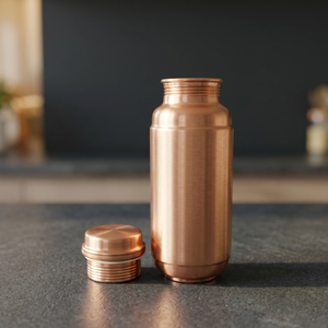 Premium Plain Pure Copper Water Bottle 1300ml Matte Brushed Finish Ayurvedic Copper Flask Leakproof Gym Sports Metal Drinkware - Product Image 2