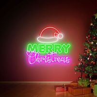 Enseigne néon personnalisée UV Père Noël Bonhomme de neige, décorations de fête en PVC pour chambre à coucher, fête de Noël, lumières LED néon