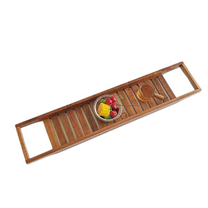 Estante para bañera, soporte multifuncional para tablet/teléfono, botellero, bandeja para aperitivos, estante de madera de acacia - Product Image 5