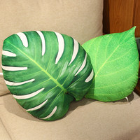 Oreiller feuille simulée Cartoon Maple Leaf Ginkgo Green Leaf Plush Toy Coussin Sofa Plant Prop Waist Pillow