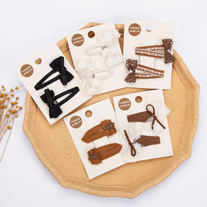 Paquete <span class=keywords><strong>de</strong></span> 2 Pinzas para el Cabello con Lazo para Bebés, Estilo Dulce y Versátil, Color Marrón, Pinzas y Broches para el Cabello para Niñas, Uso Diario - Product Image 1