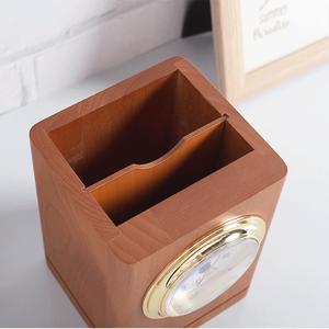 Porte-stylo en bois, organisateur de bureau carré avec compartiment de rangement pour la maison ou le bureau - Product Image 4