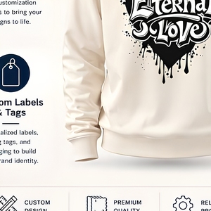 Sudadera de cuello redondo para hombre con estampado de corazón, jersey de algodón suave color crema, estilo urbano - Product Image 6