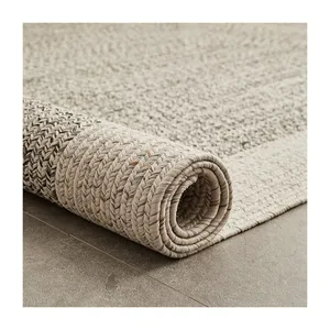 Grey colour Polypropylene round rugs carpets round braided indoor outdoor rug