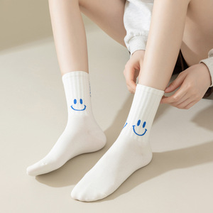 Tùy Chỉnh Bông Vớ Chất Lượng Cao Bán Buôn Jacquard Dễ Thương Nụ Cười Khuôn Mặt Tiếng Anh Mô Hình Thoáng Khí Hợp Thời Trang Crew Vớ - Product Image 2