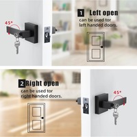 Ensemble de poignées de porte carrées noires mates avec serrure, robuste, pour intérieur et extérieur, chambre et salle de bain, quincaillerie de verrouillage pour la confidentialité