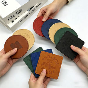 Hand-Stitched Square Leather Coasters with Reinforced Edge Anti-Slip Heat Insulation Dining Pads for <b>Table</b> Setting - Product Image 1