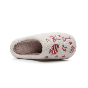 Pantofole da Casa in Peluche Ricamate per Donna, Stile Comodo da Interno con Motivi a Fiocco e Torta, Scarpe Calde per Autunno e Inverno - Product Image 6