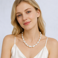 Perles de culture d'eau douce, collier de perles baroques, perles baroques en vrac, grandes perles baroques d'eau douce