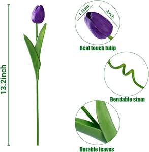 Bouquet de fleurs artificielles en PVC de haute qualité, tulipes, toucher réel, pour mariage, décoration d'hôtel, vente en gros - Product Image 5