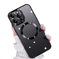 Étui de téléphone magnétique à couverture intégrale avec design brillant et électroplaqué pour iPhone 16 15 Pro Max, compatible avec la charge sans fil, étui de protection