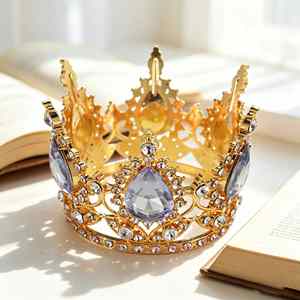 Mini couronne en forme de goutte d'eau européenne et américaine pour gâteau d'anniversaire, petite tiare ronde pour la décoration de bouquets de fleurs - Product Image 3