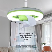 Ventilateur de plafond LED transfrontalier avec douille E27, en ABS, contrôle intelligent, variateur de vitesse, 3 pales, pour chambre d'enfant