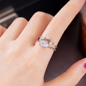 Set di Anelli con Foglie in Zirconia Marquise per Donne, Gioielli di Design Eleganti e Versatili - Product Image 2