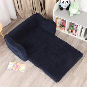 Canapé enfant 2-en-1 convertible en mousse avec dossier haut, cadeau unique, avec housse en sherpa doux - Product Image 2
