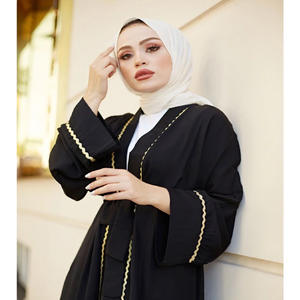 Commerce Extérieur Transfrontalier Musulman <span class=keywords><strong>Longue</strong></span> Jupe Femme Abaya Dubai Jalabiya Or Ruban Cardigan Robe - Product Image 5