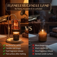 Lampe chauffe-bougie électrique sans flamme à hauteur réglable, abat-jour en verre ambré, base en bois, pour chambre et décoration intérieure – Vente directe usine