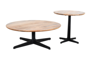 Modern Round Wood <b>Coffee</b> <b>Table</b> Set with Metal Base Nesting Living Room Furniture Minimalist Design Handmade Eco-Friendly - Product Image 4