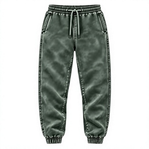 Mens Acid Wash Fleece <b>Jogger</b> Sweatpants with Elastic Waist Mid Rise Eco-Friendly Features - Product Image 2