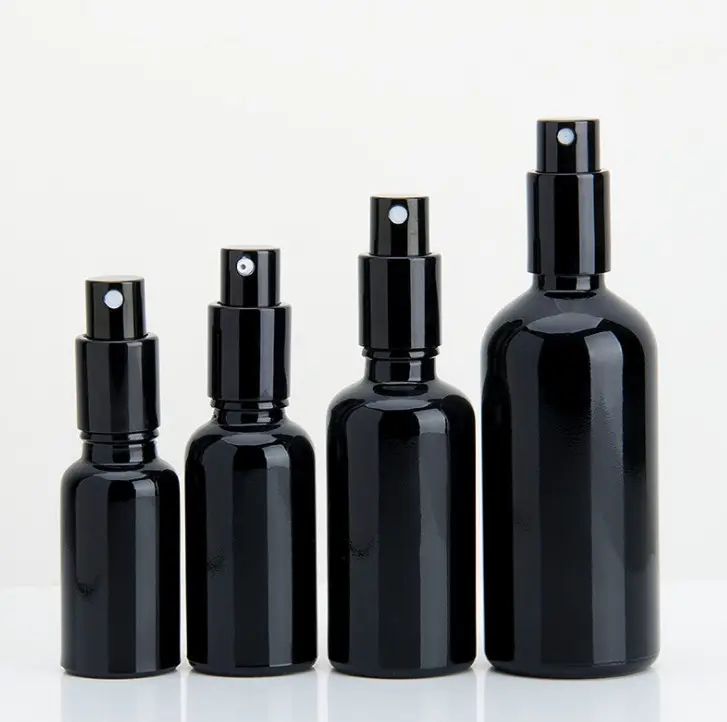 Vetro ambra nera nero trasparente 10ml 20ml 15ml 30ml 50ml 100ml opaco contagocce nero bottiglia di olio essenziale bottiglia di vetro dello spruzzo