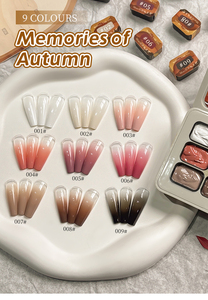 Ensemble de vernis gel en 9 couleurs, nuances translucides nude et brunes, gel UV LED à retirer par trempage pour la décoration des ongles - Product Image 5
