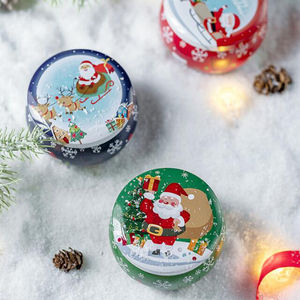 Ensemble cadeau de <span class=keywords><strong>bougies</strong></span> parfumées en boîte métallique avec cire de soja, design Joyeux Noël - Product Image 2
