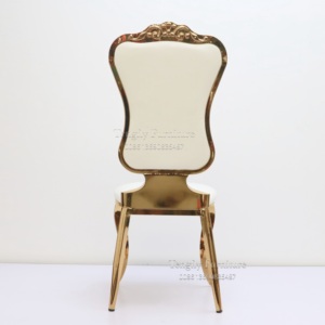 Venta al por mayor barato rey trono Hotel muebles de lujo comercial apilable oro Metal boda decoración sillas para fiestas eventos - Product Image 3
