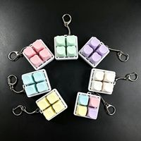 Porte-clés clavier 2x2 carré en forme de cœur, solide et coloré, avec LED, anti-stress, mini clavier testeur de commutateurs