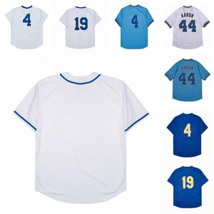 Maglie da Baseball Vintage da Uomo con Cuciture Stile Retrò 4 Paul Molitor 19 Robin 44 Hank Aaron Taglie S-3XL - Product Image 1
