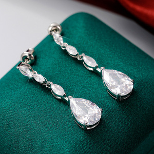 Orecchini pendenti con zirconi a goccia Marquise per donna, eleganti gioielli per feste di matrimonio - Product Image 6