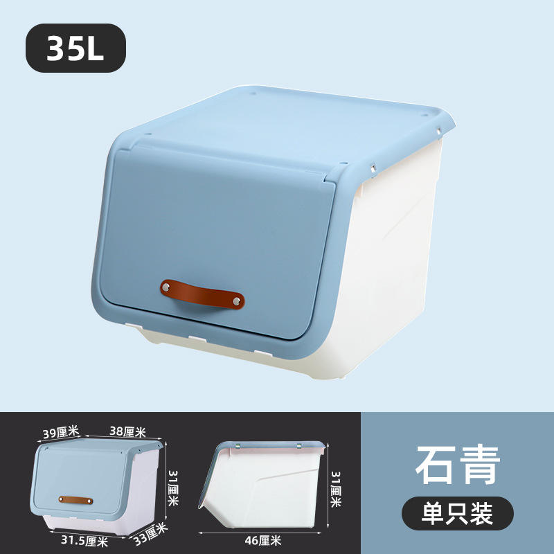 X-6322 Caja de almacenamiento con apertura lateral, azul oscuro.