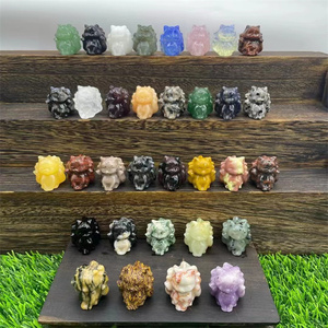Nouveautés 30mm sculpture pierre semi-précieuse artisanat natur coloré mixte quartz cristal 9 queue renard figurine pour cadeau - Product Image 6
