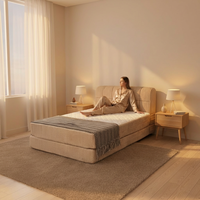 Lit King Size Compressé Facile à Assembler, Cadre Réglable Écologique, Matelas Doux, Design Moderne, Solution Gain de Place pour Chambre à Coucher