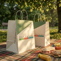 Sacs à emporter en papier kraft brun avec logo personnalisé, poignée en corde, fond large, écologiques, recyclables, gaufrage, 120 g/m², fabrication OEM
